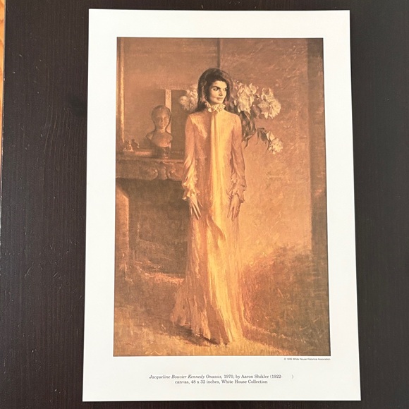 Jacqueline B Kennedy Art Print of Aaron Shikler 1970 White House Portrait - Picture 2 of 4